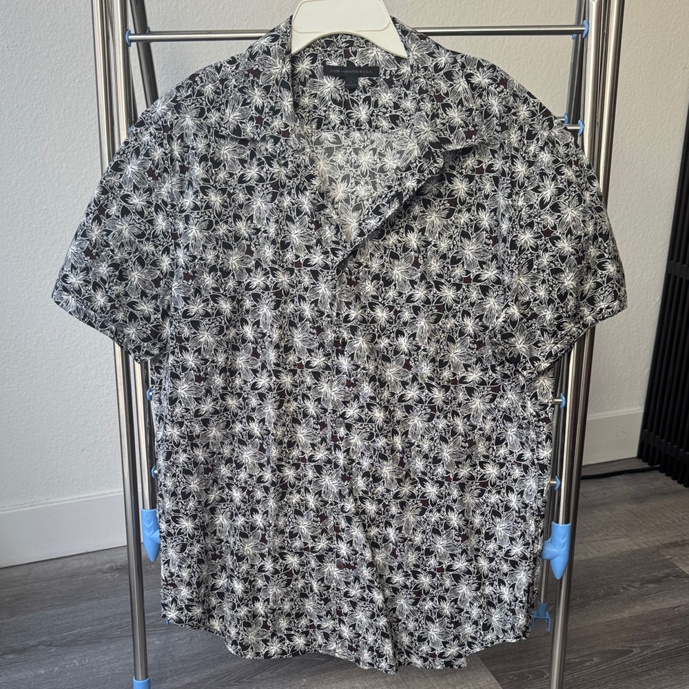 John Varvatos Black and White Patterned Shirt